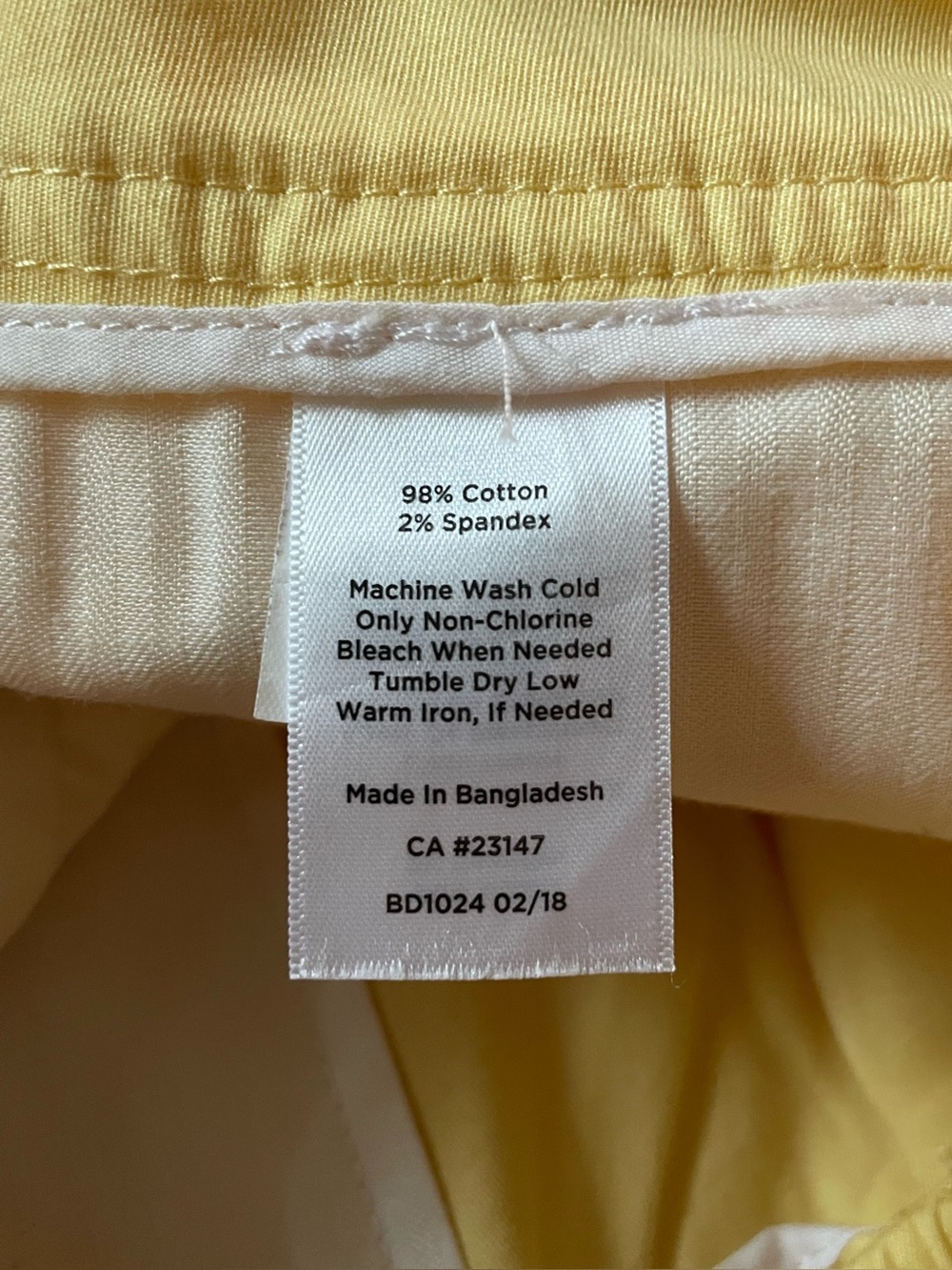 Talbots Light Yellow ‘Perfect’ Cotton Chino Shorts Size 18 - NWOT - Picture 8 of 10